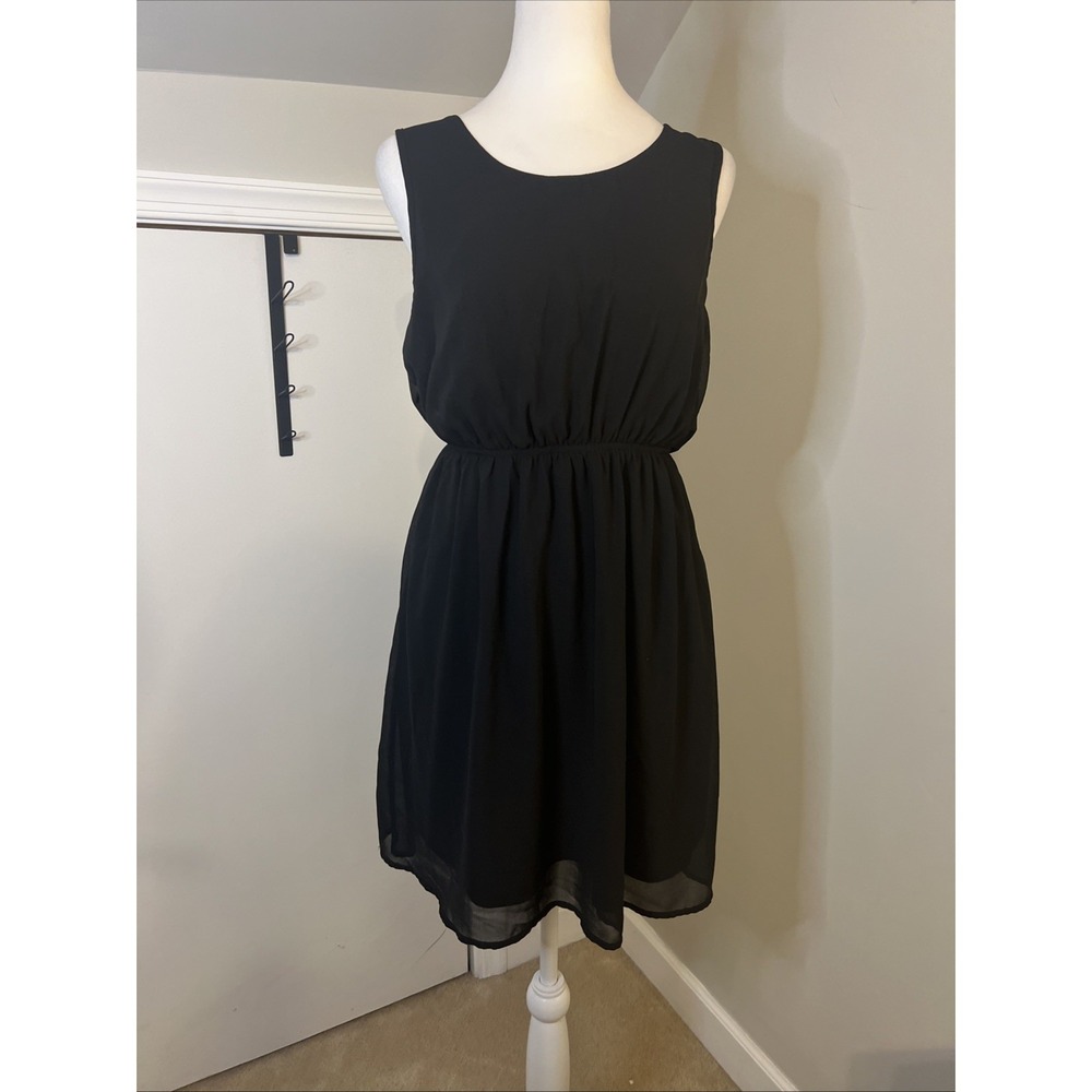 Ya Los Angeles Women's Black Sleeveless Dress With‎ Open Detailed Back M Y2K LBD